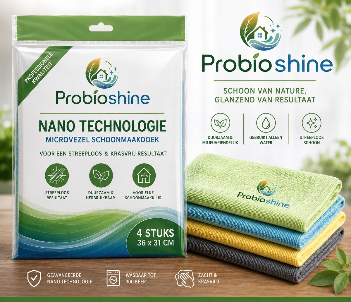 Probioshine Microvezeldoek 36x31cm - Premium schoonmaakdoek
